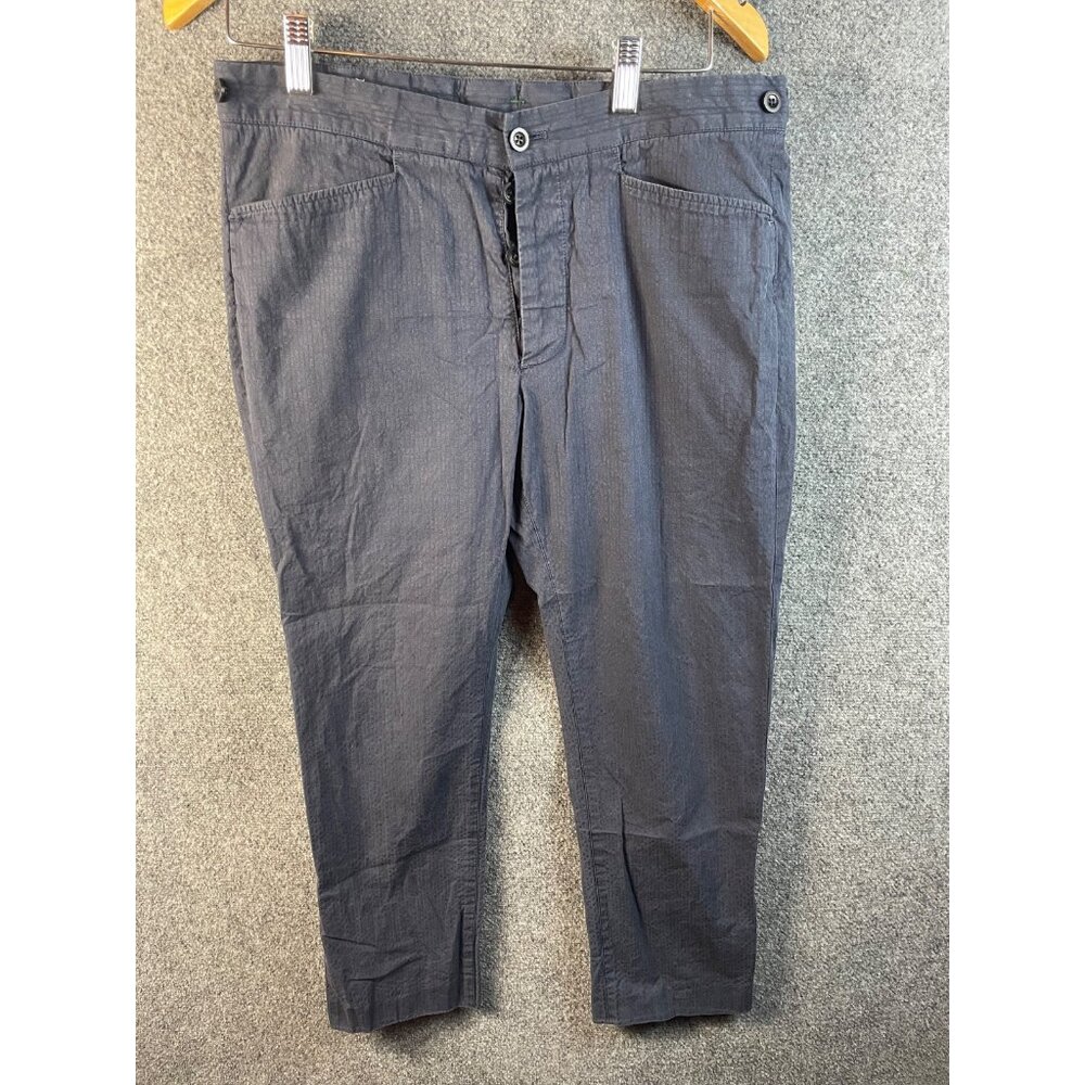 Mashburn Western Sport Trouser Striped Sz 32 Navy Cotton Button Fly